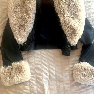 Buttery soft, espresso colored, faux fur, savvy jacket with removable collar